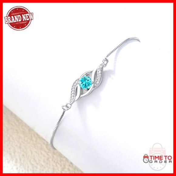 Infinity Birthstone Bracelet, Silver | Pera Jewels 925 Sterling Silver Infinity Birthstone Bracelet Dainty Adjustable Fine Jewelry